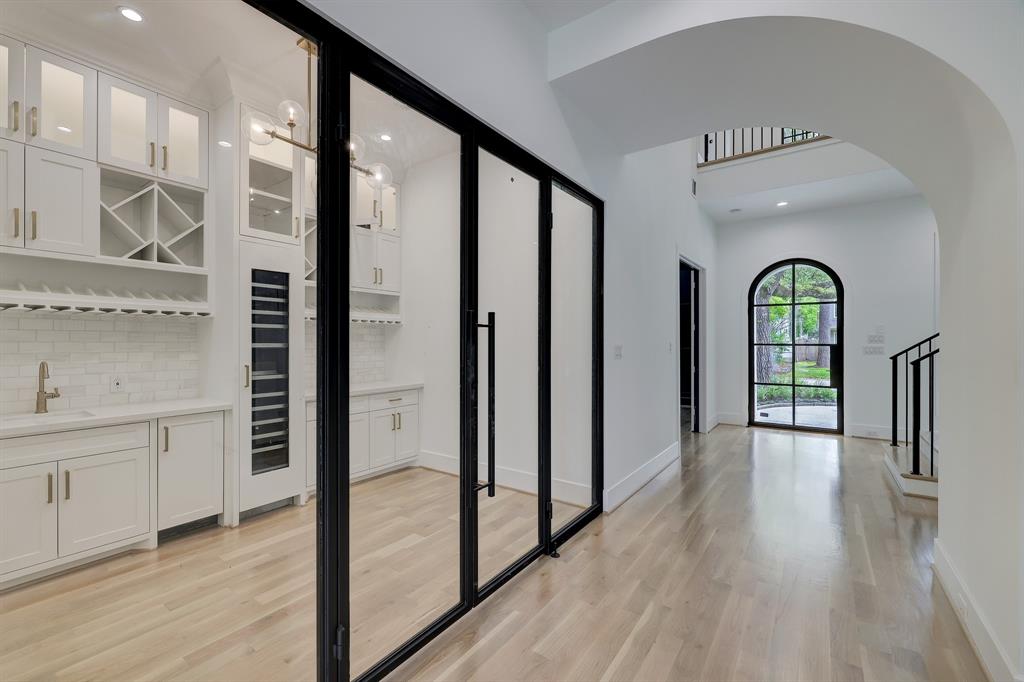 modern custom home with glass door