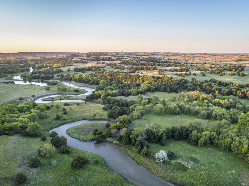 aerial view of Dismal River in Nebraska