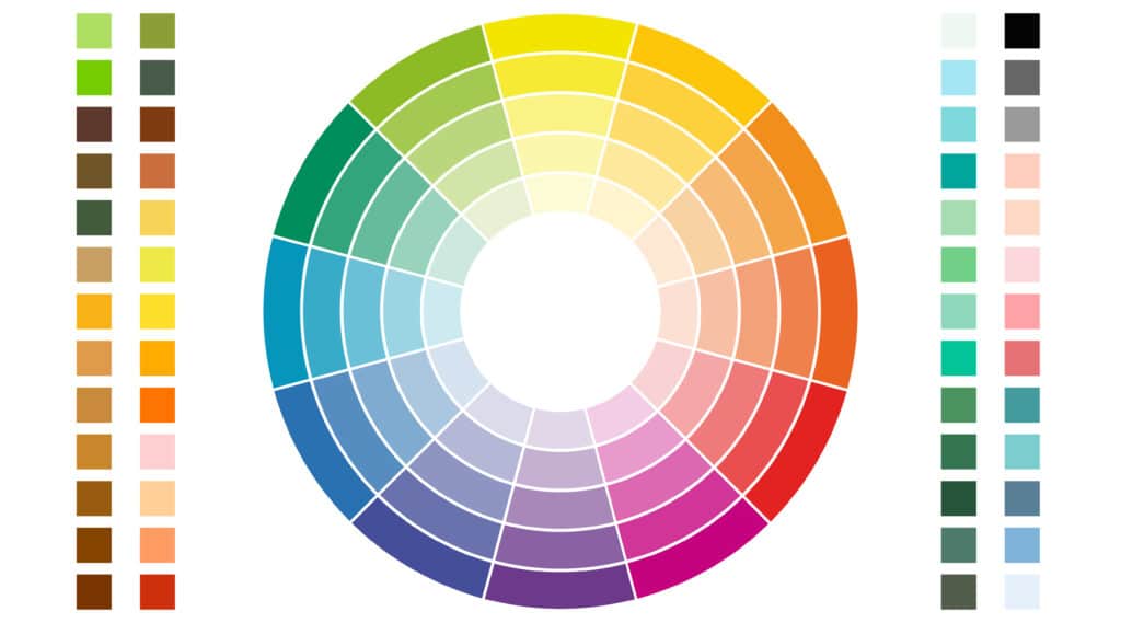 Color scheme. Circular color scheme with warm and cold colors. Vector illustration of a color